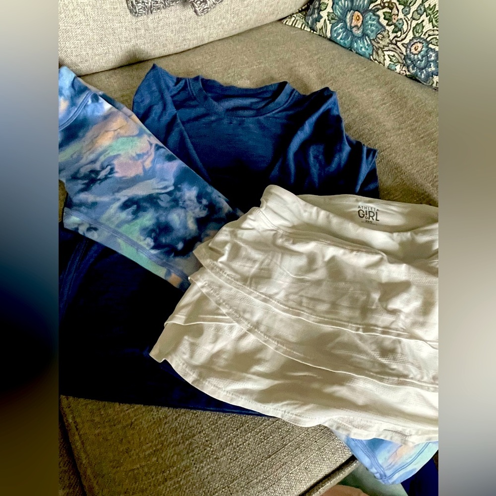 Athleta Girl chit chat legging, skort and long sleeve top set in XS/6